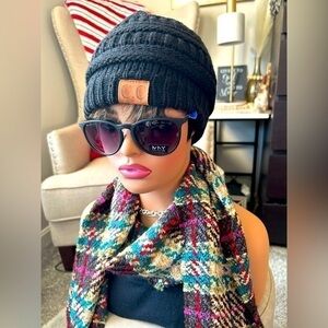 ✨NWOT C.C knit black beanie fitted hat